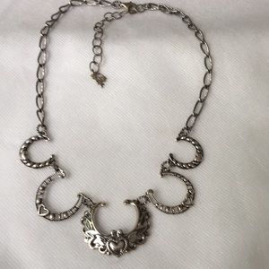 Sterling Silver 925 Hearts and Horseshoe Necklace